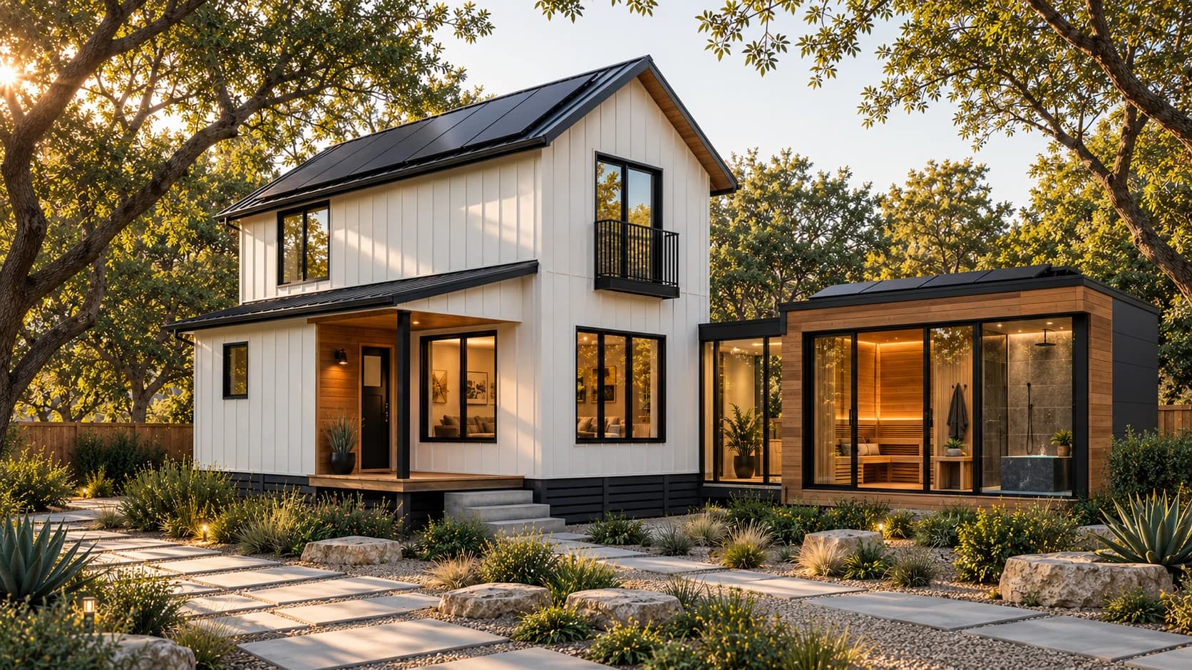 Two-story living with optional solar and outdoor features